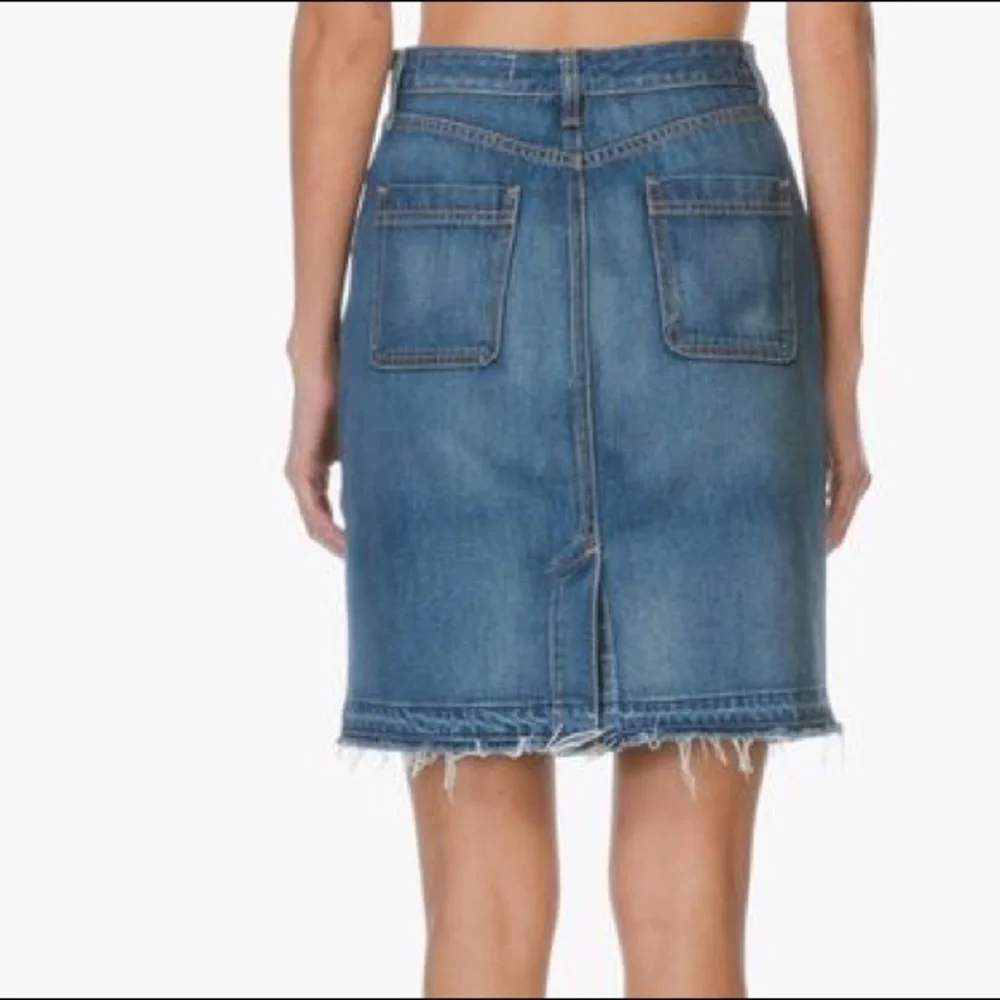 Rag &‎ bone Santa Cruz denim pencil skirt button front released raw hem